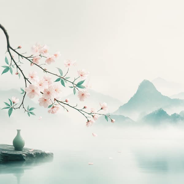 东方青绿·禅意半写实极简插画
