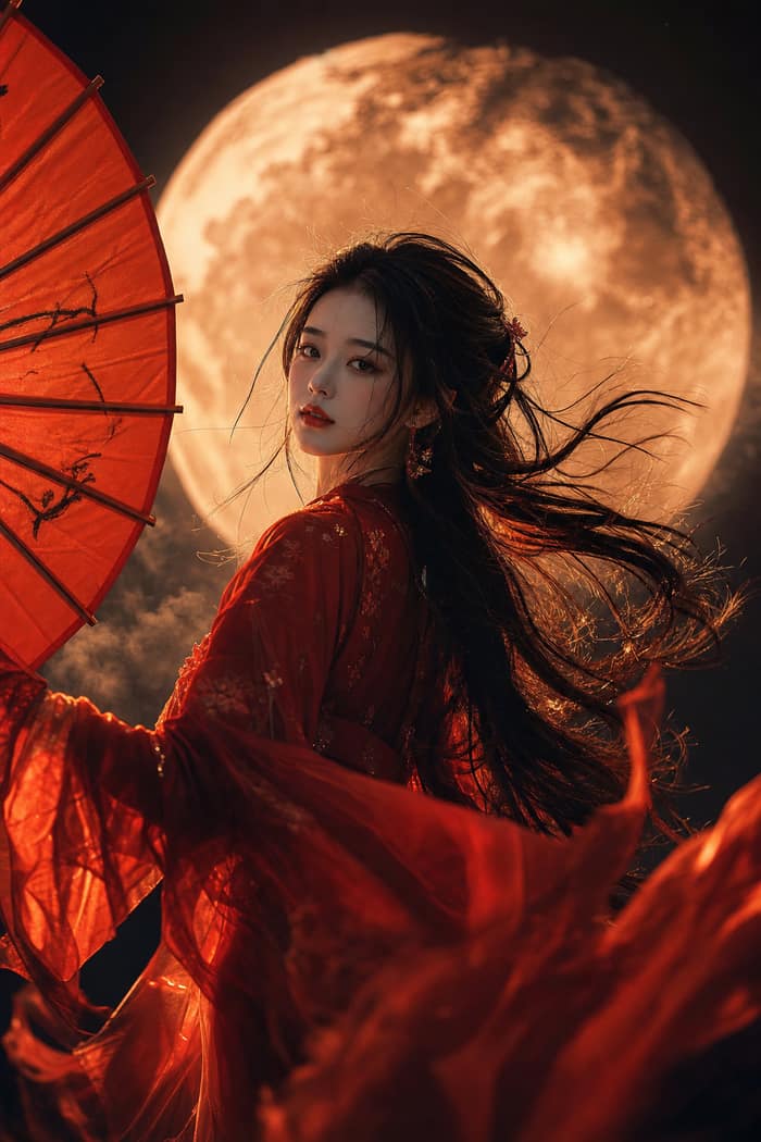 古典中国奇幻·红汉服油纸伞时尚大片