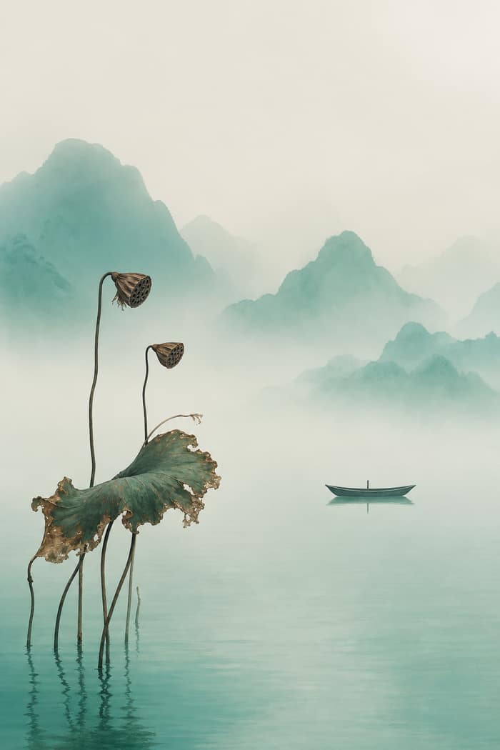 东方青绿·禅意半写实极简插画