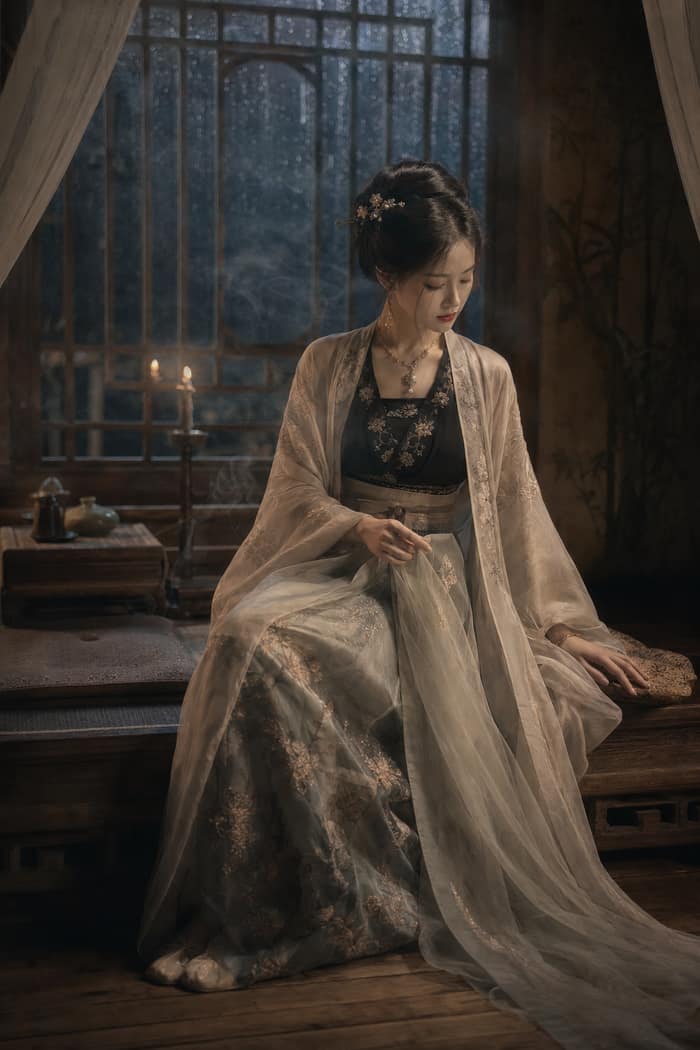 宋代雅室夜雨·古典东方人像大片