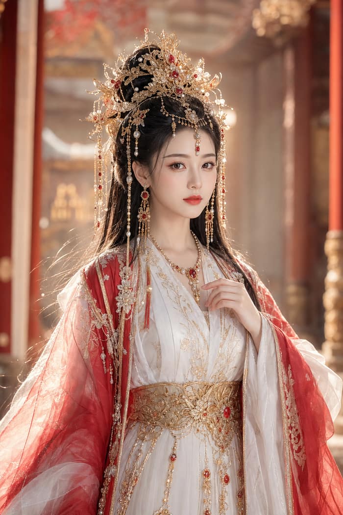 金阙红妆｜古风仙侠精修写真 · 白红金宫殿回廊
