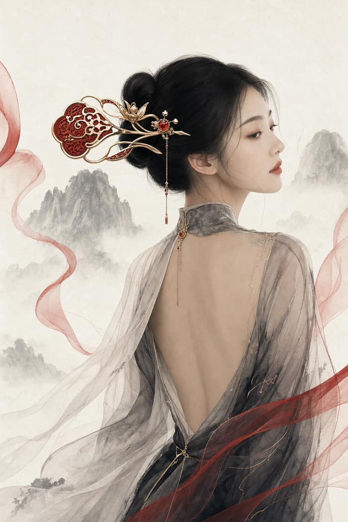 墨线霓裳·珠玉入墨 — 东方水墨珠宝大片