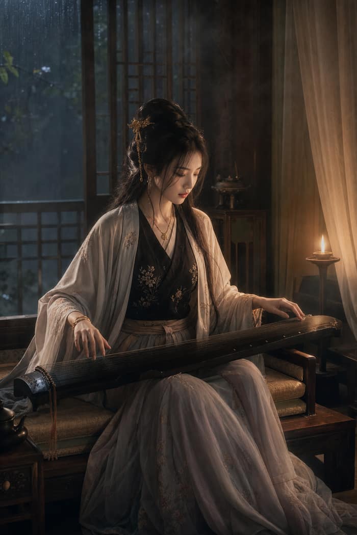 宋代雅室夜雨·古典东方人像大片