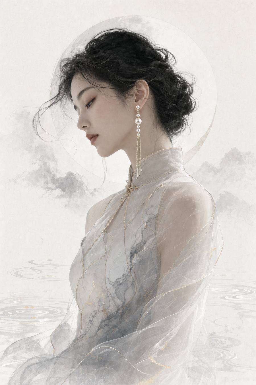 墨线霓裳·珠玉入墨 — 东方水墨珠宝大片