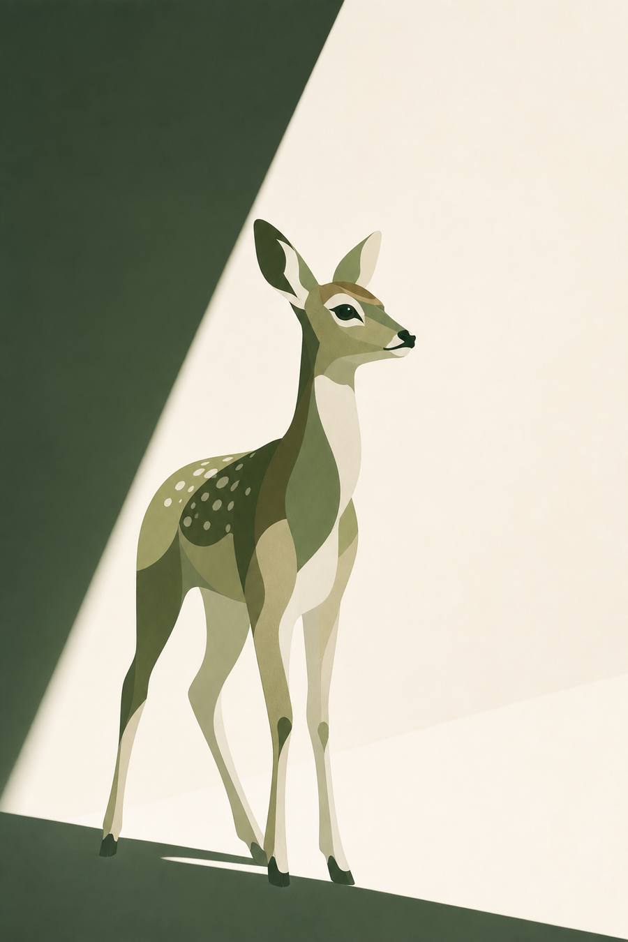 极简留白·森林绿艺术杂志封面插画